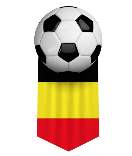 Belgien Fußball Flagge Tuch hängenden Banner. 3D-Darstellung — Stockfoto