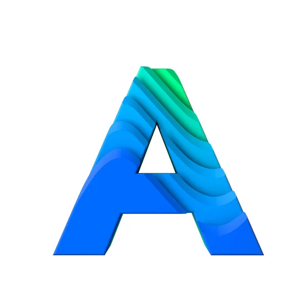 Litera A. typ znaku efektu fali warstwowej. Renderowanie 3D — Zdjęcie stockowe