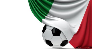 İtalya ulusal bayrağı bir futbol topu üzerine dökümlü. 3d Rende