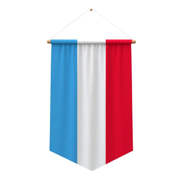 Banner colgante de tela de bandera de Luxemburgo. Renderizado 3D —  Fotos de Stock