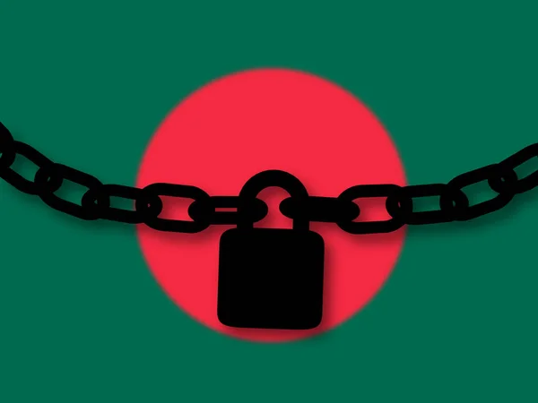 孟加拉国安全。链和挂锁在nati的剪影 — 图库照片
