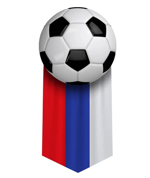 Rusland Soccer Ball vlag doek opknoping banner. 3D-rendering — Stockfoto