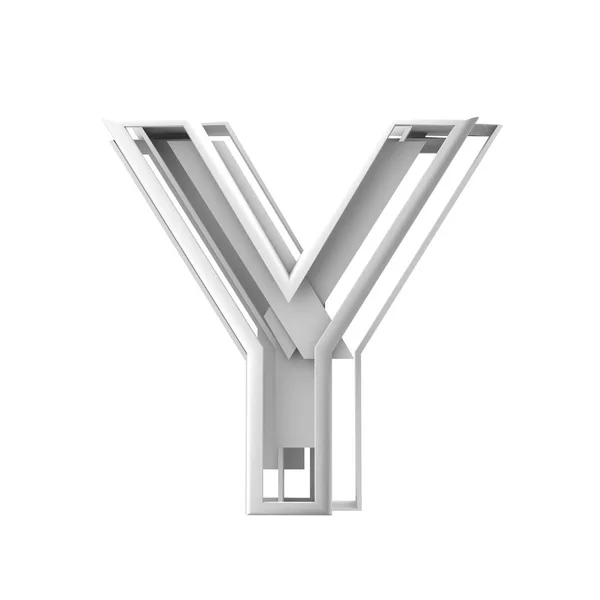 Litera Y, abstrakcyjna rozdrobniona czcionka geometryczna. Renderowanie 3D — Zdjęcie stockowe