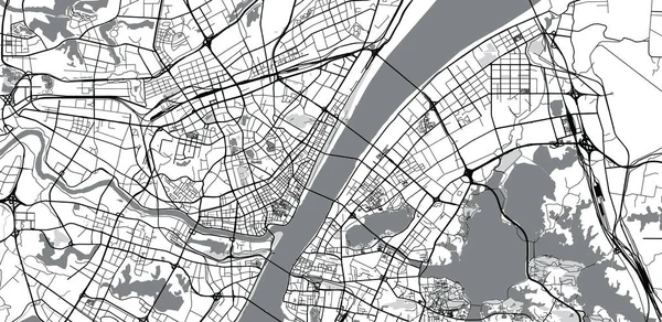 Mapa da cidade de vetores urbanos de Wuhan, China — Vetor de Stock