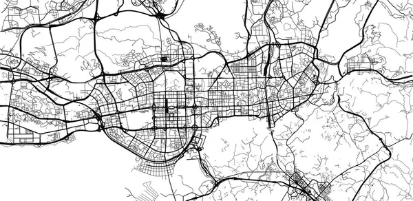 Mapa da cidade de vetor urbano de Shenzhen, China — Vetor de Stock