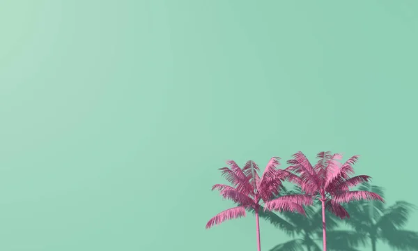 Φωτεινό καλοκαιρινό πολύχρωμο φοινικόδασος με φοίνικες. Απόδοση 3D — Φωτογραφία Αρχείου