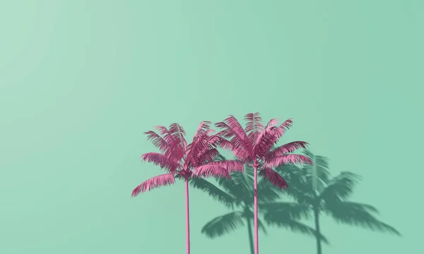 Verão brilhante colorido palmeira fundo tropical. Renderização 3D — Fotografia de Stock