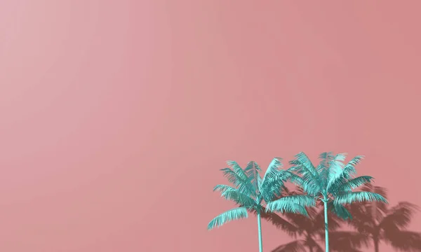 Яркое лето красочные пальмы тропического фона. 3D рендеринг — стоковое фото