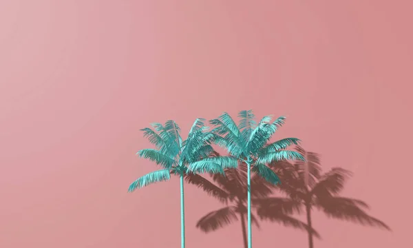 Verão brilhante colorido palmeira fundo tropical. Renderização 3D — Fotografia de Stock