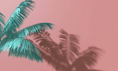 Parlak yaz renkli palmiye ağacı tropikal arka plan. 3d Rendering