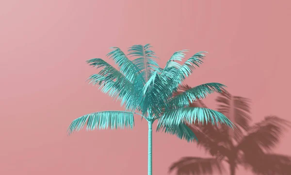明るい夏のカラフルなヤシの木の熱帯の背景。3D レンダリング — ストック写真