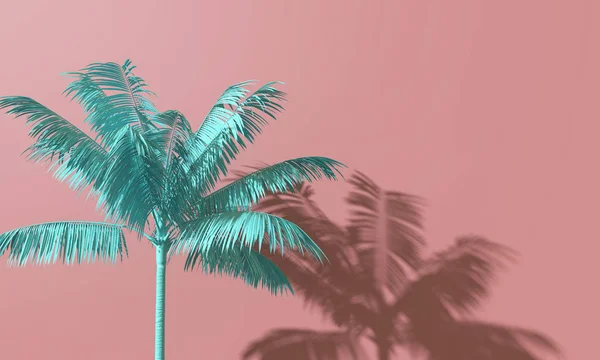 Φωτεινό καλοκαιρινό πολύχρωμο φοινικόδασος με φοίνικες. Απόδοση 3D — Φωτογραφία Αρχείου