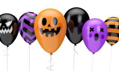 Cadılar Bayramı balonları. Mutlu cadılar bayramı decotation. 3d Render