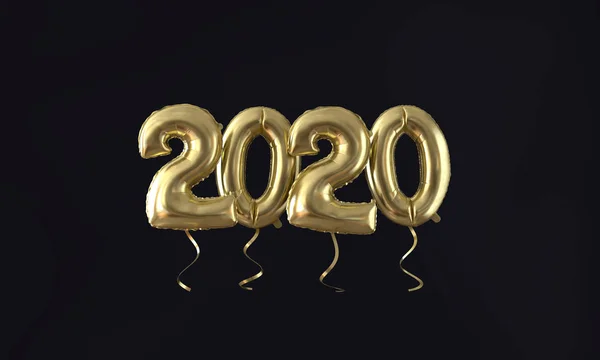 Mutlu yeni yıl 2020 altın folyo balon kutlama arka plan. 3d Rendering — Stok fotoğraf