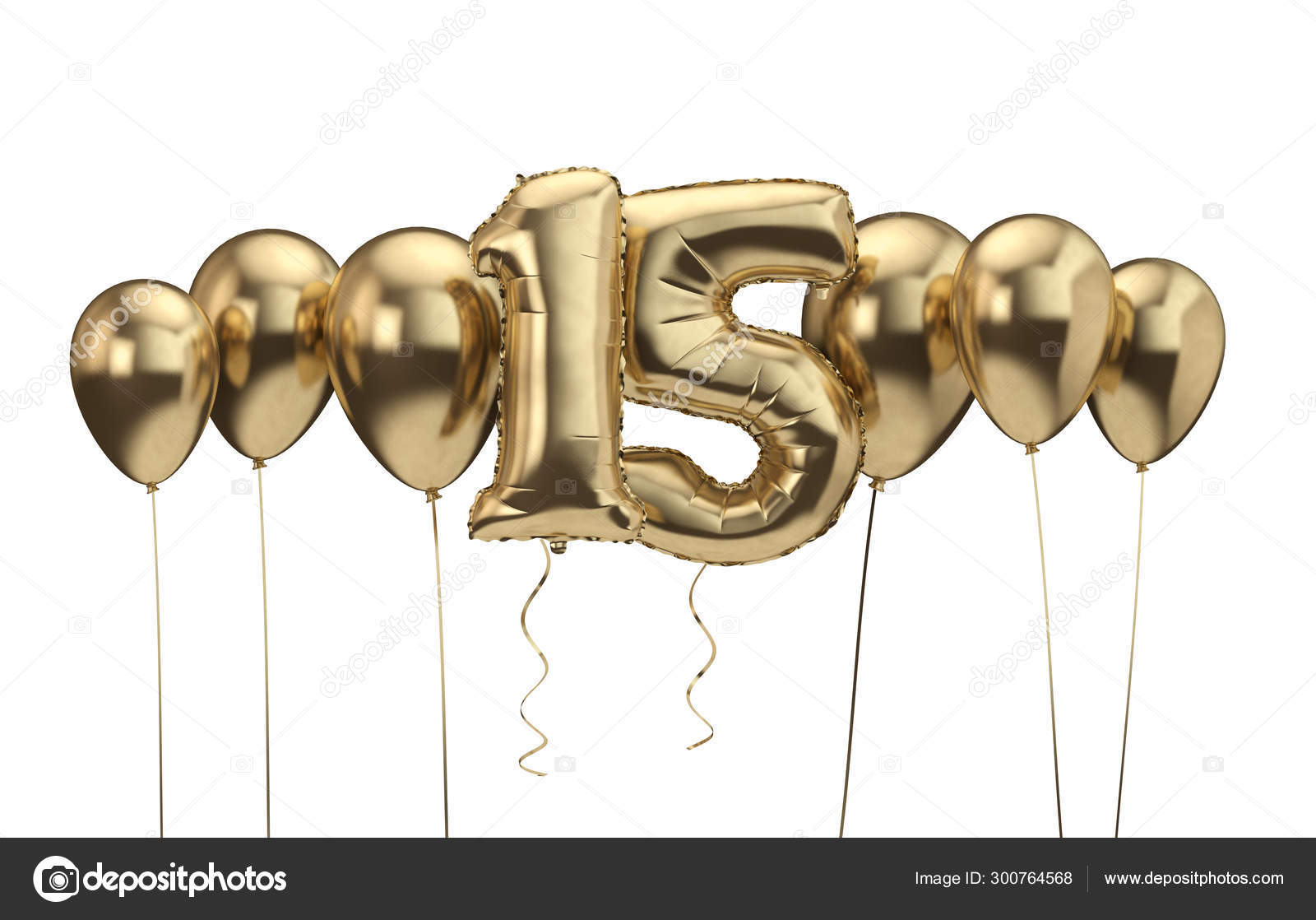 15th birthday gold balloon background. Happy Birthday. 3D Rendering Stock  Photo by ©InkDropCreative 300764568