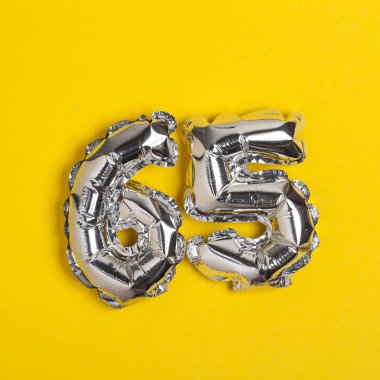 Gümüş folyo sayısı 65 kutlama balonu parlak sarı bac