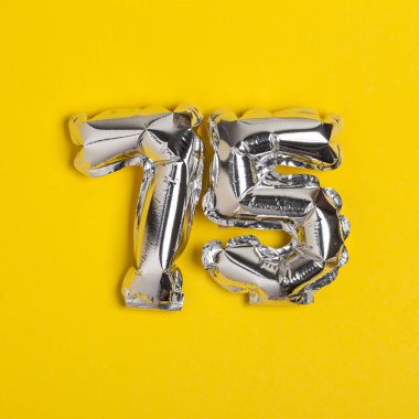 Gümüş folyo sayısı 75 kutlama balonu parlak sarı bac