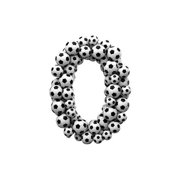 Number 1 font made from a collection of soccer balls. 3D Renderi — Stock Photo, Image