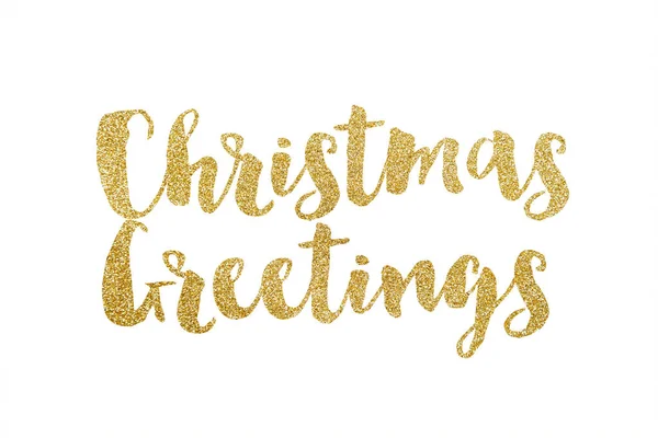 Christmas greetings gold glitter sparkle lettering background — Stock Photo, Image