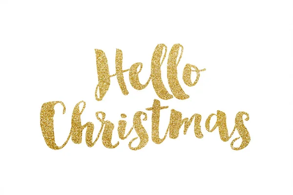 Hello Christmas gold glitter sparkle lettering background — Stock Photo, Image