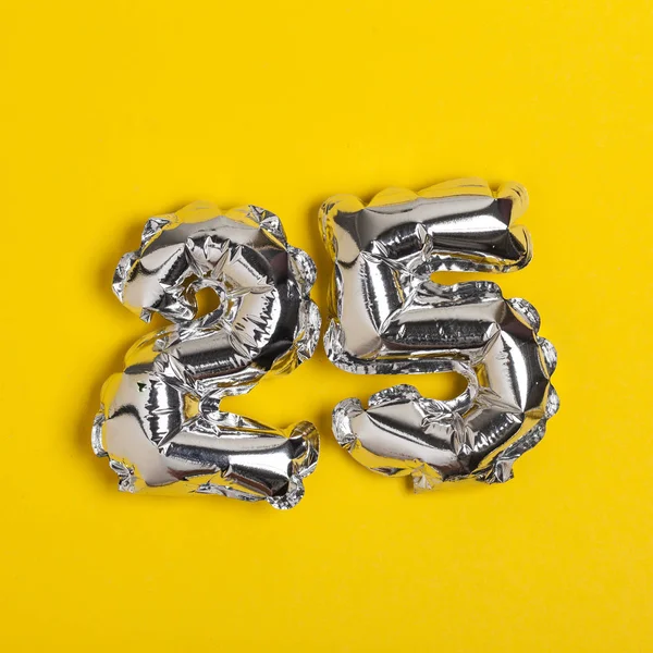 Gümüş folyo sayısı 25 kutlama balonu parlak sarı bac