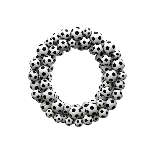 Futbol topları koleksiyonundan yapılmış büyük harf M yazı tipi. 3d