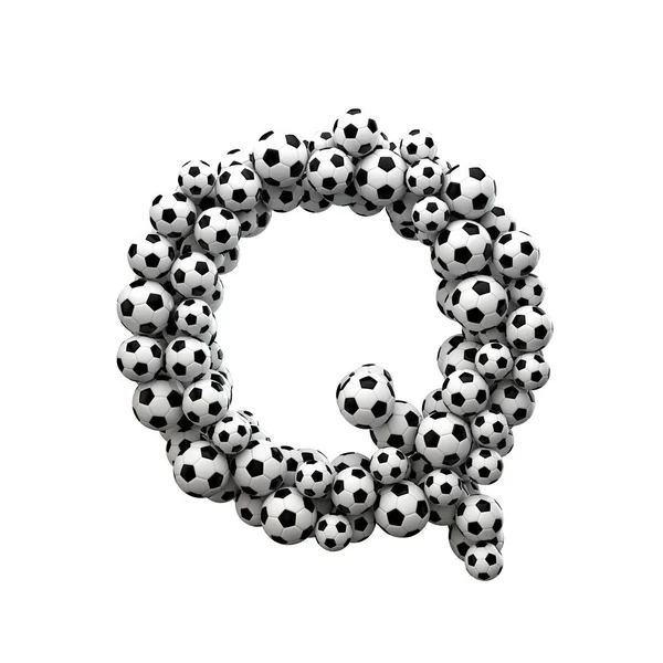 Futbol topları koleksiyonundan yapılmış büyük harf M yazı tipi. 3d