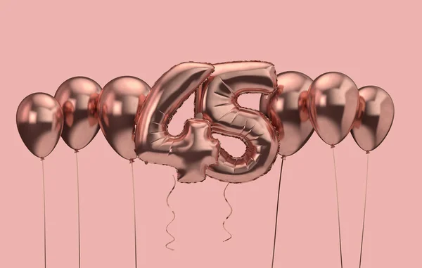 45. Geburtstag rosa Ballon Hintergrund. Alles Gute zum Geburtstag. 3D-Darstellung — Stockfoto