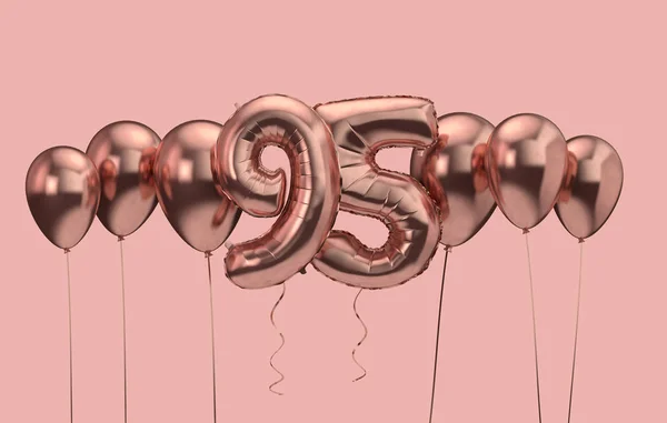 95 anos fundo balão rosa. Feliz Aniversário. Renderização 3D — Fotografia de Stock