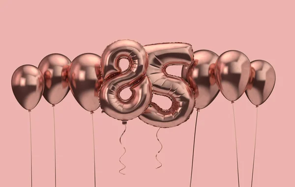 85: e födelsedag rosa ballong bakgrund. Grattis på födelsedagen. 3D-rendering — Stockfoto