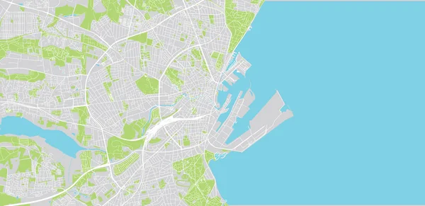 Mapa da cidade de vetor urbano de Aarhus, Dinamarca — Vetor de Stock