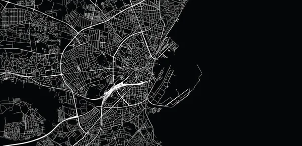 Mapa da cidade de vetor urbano de Aarhus, Dinamarca — Vetor de Stock