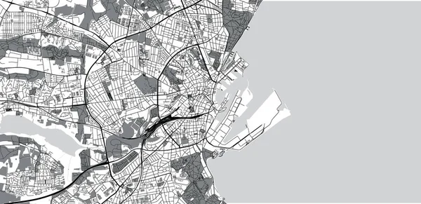 Aarhus kentsel vektör şehir haritası, Danimarka — Stok Vektör