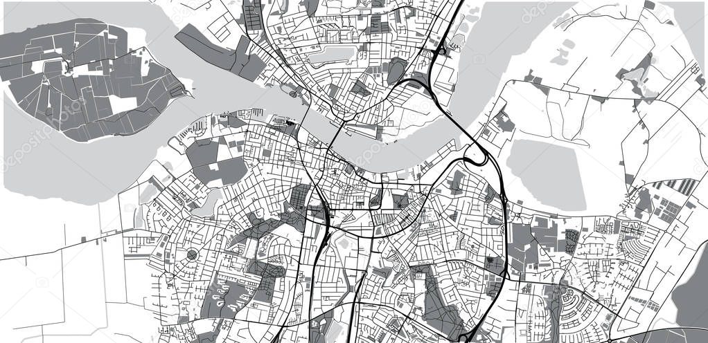 Urban vector city map of Aalborg, Denmark