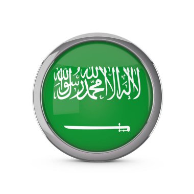 Krom ile parlak bir daire şeklinde Suudi Arabistan ulusal bayrağı 