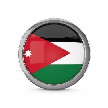 Krom çerçeveile parlak bir daire şeklinde Ürdün ulusal bayrak.
