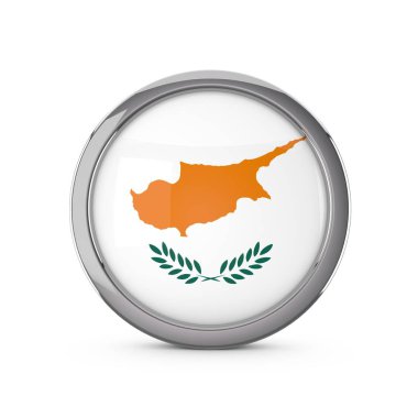 Krom çerçeveli parlak daire şeklinde Kıbrıs ulusal bayrağı.