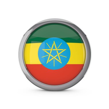 Krom fram ile parlak bir daire şeklinde Etiyopya ulusal bayrağı