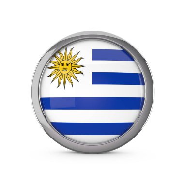 Krom çerçeve ile parlak bir daire şeklinde Uruguay ulusal bayrağı