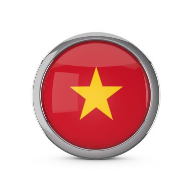 Krom çerçeve ile parlak bir daire şeklinde Vietnam ulusal bayrağı