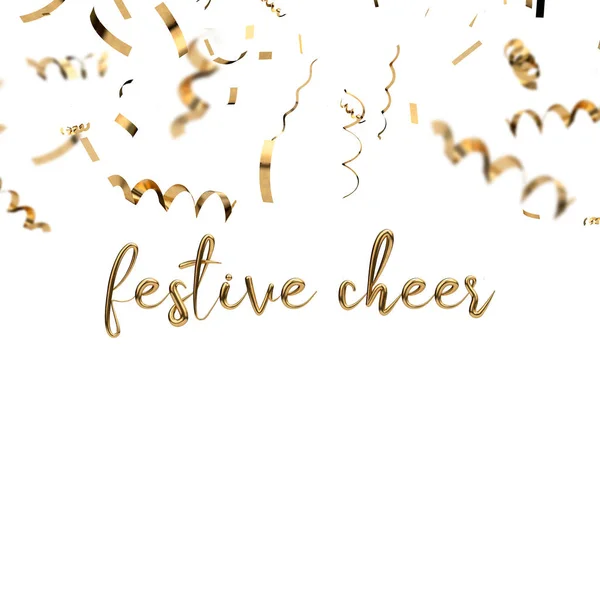 Świąteczny cheer złoty ręcznie napisany świąteczny komunikat ze złotym conf — Zdjęcie stockowe
