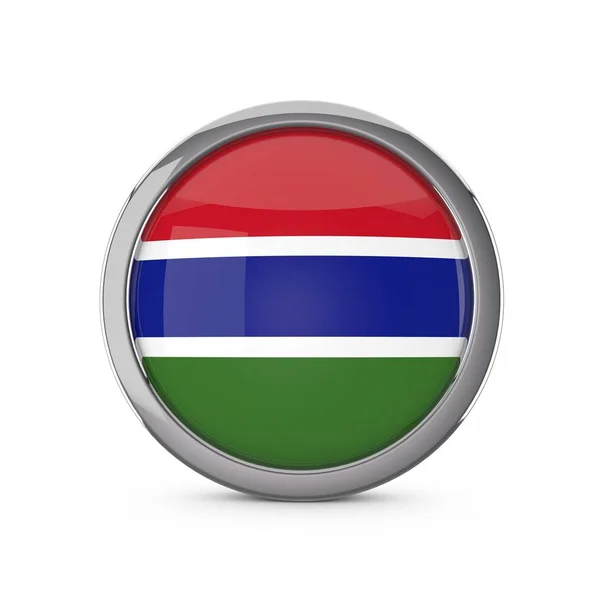 冈比亚国旗在光泽的圆圈形状与铬 fr — 图库照片