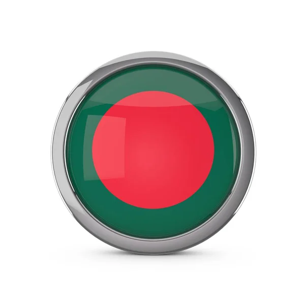 Bangladesh Nationalflagge in einer glänzenden Kreisform mit Chrom fr — Stockfoto