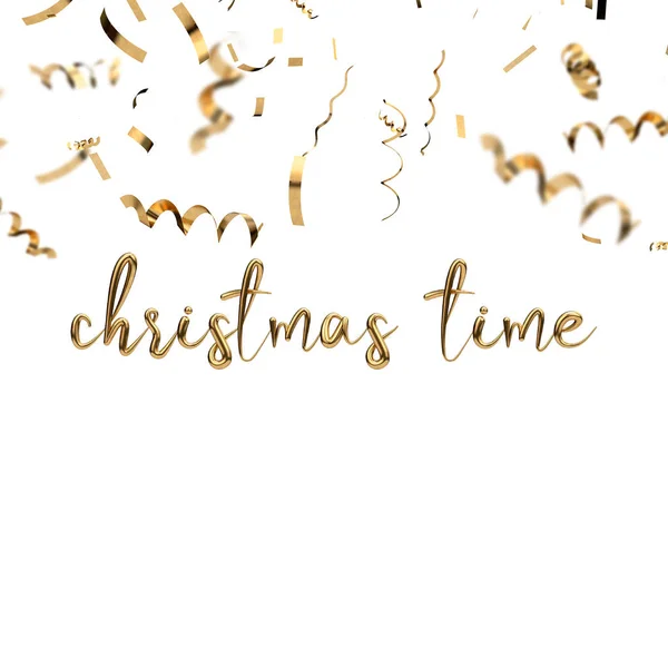 Boże Narodzenie czas złotą ręką napisane uroczysty przekaz ze złotym con — Zdjęcie stockowe