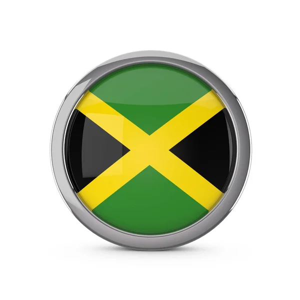 Jamaica nemzeti zászló egy fényes kör alakú króm kerettel — Stock Fotó