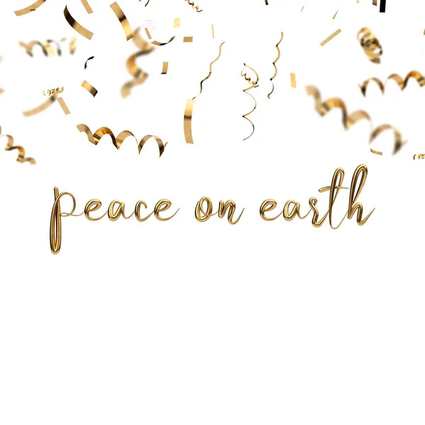 Peace on Earth golden hand written festive message with gold con — Stock Photo, Image