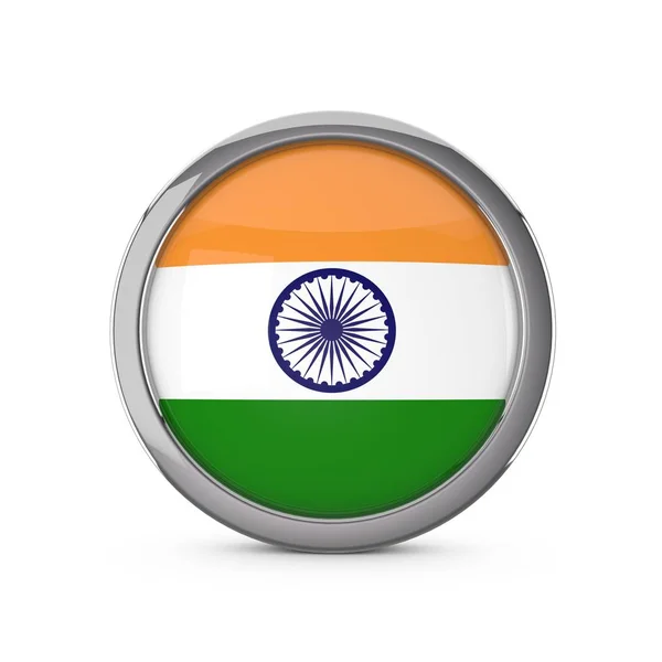 India bandiera nazionale in un cerchio lucido forma con cornice cromata . — Foto Stock