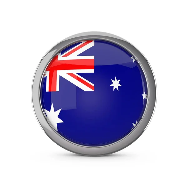 澳大利亚国旗在光泽的圆圈形状与铬 fra — 图库照片
