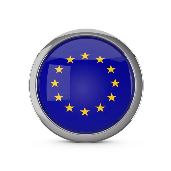 クロム付き光沢のある円の形をした欧州連合の国旗 — ストック写真
