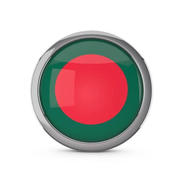 Bangladesh national flag in a glossy circle shape with chrome fr — Stock Photo, Image